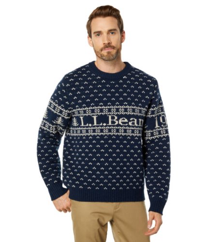 Imbracaminte barbati llbean classic raggwool crew sweater intarsia navy logo