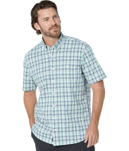 Imbracaminte barbati llbean comfort stretch chambray shirt short sleeve traditional fit plaid - tall light everglade