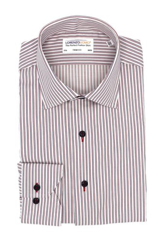 Imbracaminte barbati lorenzo uomo stretch textured stripe trim fit dress shirt white