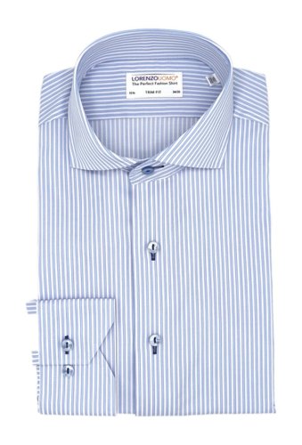 Imbracaminte barbati lorenzo uomo stripe print trim fit dress shirt light blue