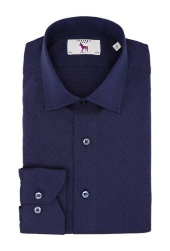 Imbracaminte barbati lorenzo uomo textured diamond pattern trim fit dress shirt navy