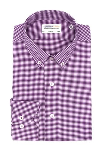 Imbracaminte barbati lorenzo uomo textured gingham easy iron trim fit dress shirt purple