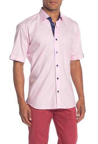 Imbracaminte barbati maceoo galileo pink square print shirt pink