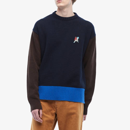 Imbracaminte barbati marni wool block color sweater navybrownblue
