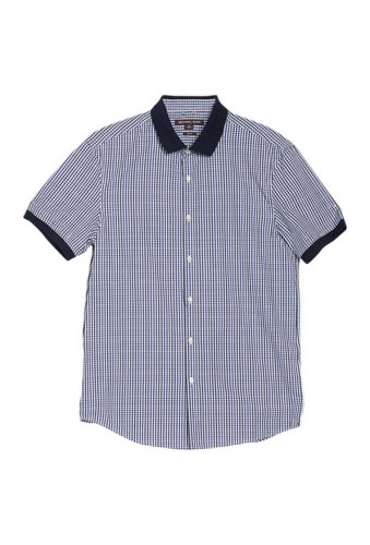 Imbracaminte barbati michael kors amos gingham print shirt marine blue-927