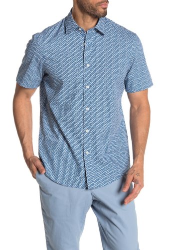 Imbracaminte barbati michael kors archen short sleeve geometric print classic fit shirt ocean