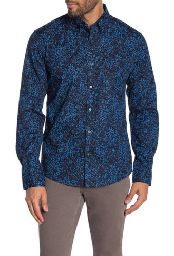 Imbracaminte barbati michael kors grady geometric print slim fit shirt ship blue