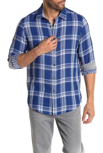 Imbracaminte barbati michael kors jordi double face plaid print classic fit shirt marine blu