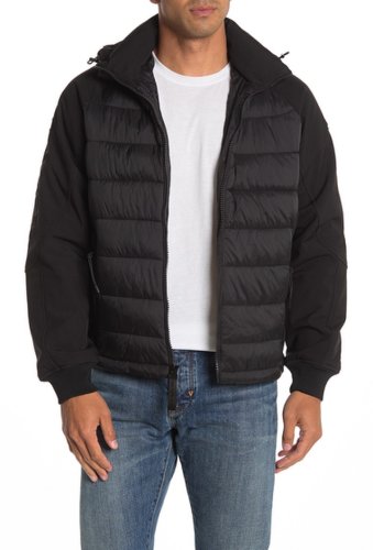 Imbracaminte barbati michael michael kors monroe 27 zip front hooded puffer jacket black