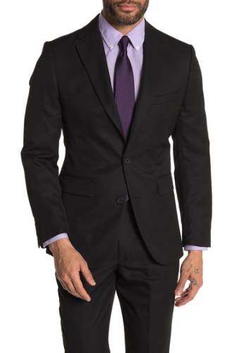 Imbracaminte barbati moss bros black solid two button notch lapel tailored fit suit separates jacket black solid
