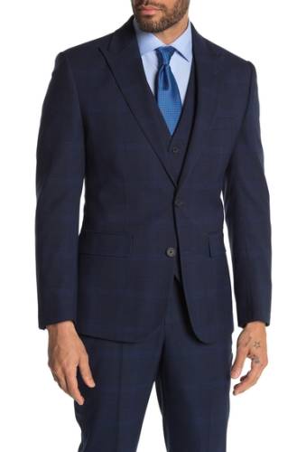 Imbracaminte barbati moss bros dark blue plaid two button peak lapel tailored fit suit separates jacket dark blue plaid