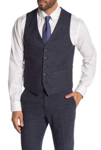 Imbracaminte barbati moss bros medium blue check skinny fit suit separates vest medium blue check