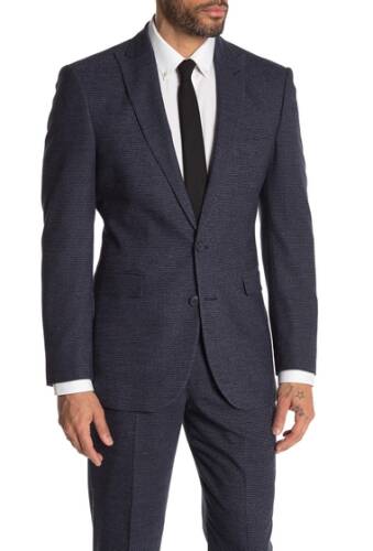 Imbracaminte barbati moss bros medium blue check two button peak lapel regular fit suit separates jacket medium grey check