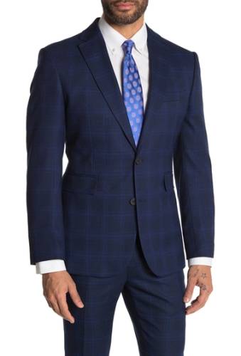 Imbracaminte barbati moss bros medium blue plaid two button notch lapel tailored fit suit separates jacket medium blue plaid