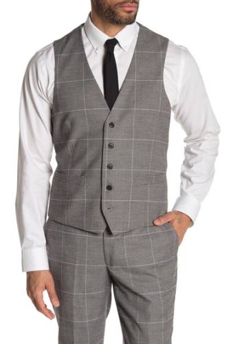 Imbracaminte barbati moss bros medium grey plaid regular fit suit separates vest medium grey plaid