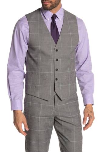 Imbracaminte barbati moss bros medium grey plaid tailored fit suit separates vest medium grey plaid
