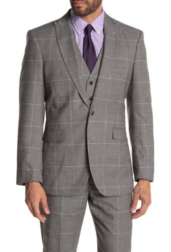 Imbracaminte barbati moss bros medium grey plaid two button peak lapel regular fit suit separates jacket medium grey plaid