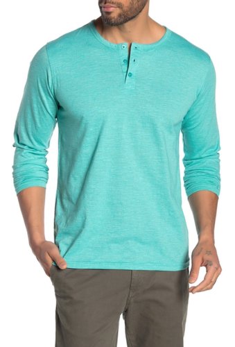 Imbracaminte barbati mtl apparel long sleeve henley turquoisewhite fiber dye