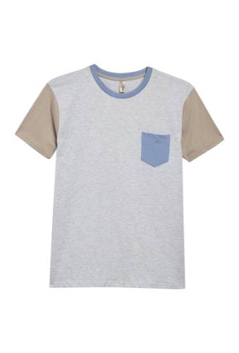 Imbracaminte barbati mtl apparel short sleeve crew neck colorblock t-shirt heather white