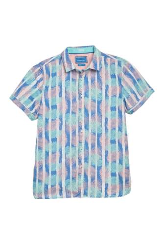 Imbracaminte barbati mtl apparel short sleeve vertical palm stripe print shirt bluegreen