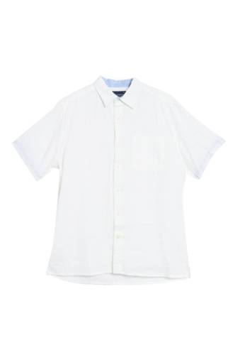 Imbracaminte barbati natural blue short sleeve front button shirt white