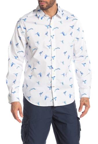 Imbracaminte barbati nautica bird print poplin shirt bright wht