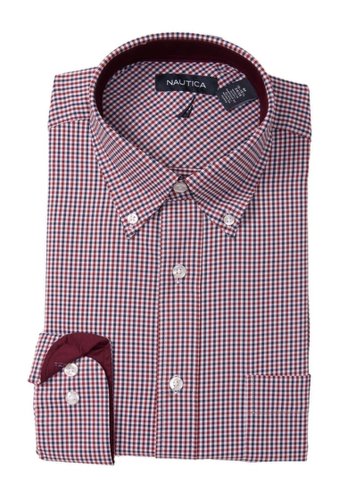 Imbracaminte barbati nautica checkered classic fit dress shirt dark red check