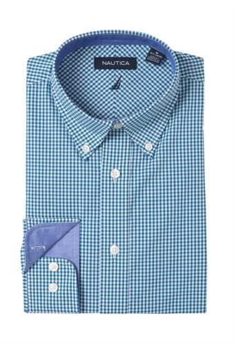 Imbracaminte barbati nautica classic fit checkered dress shirt turquoise check
