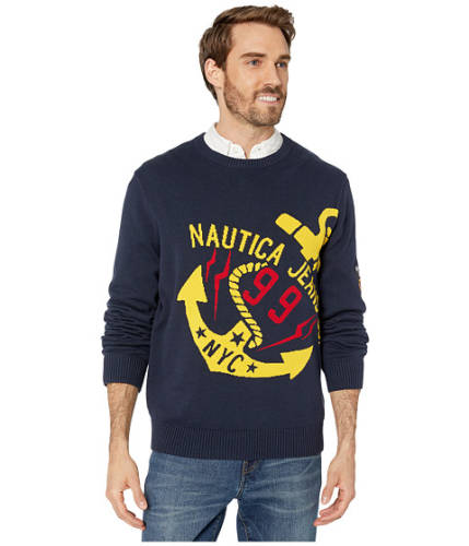 Imbracaminte barbati nautica crew intarsia sweater navy