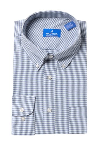Imbracaminte barbati nautica plaid print long sleeve classic fit performance shirt medium blue check