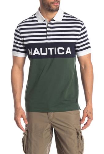 Imbracaminte barbati nautica stripe colorblock logo polo bright wht