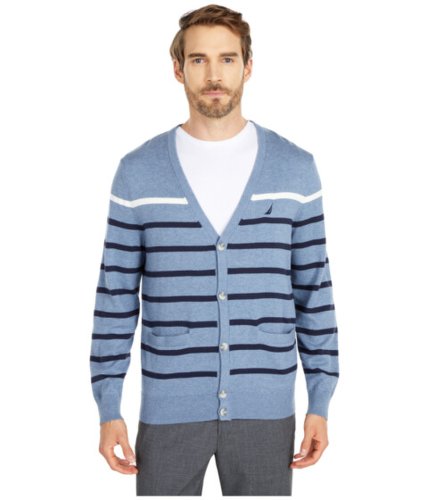 Imbracaminte barbati nautica striped cardigan sweater blue