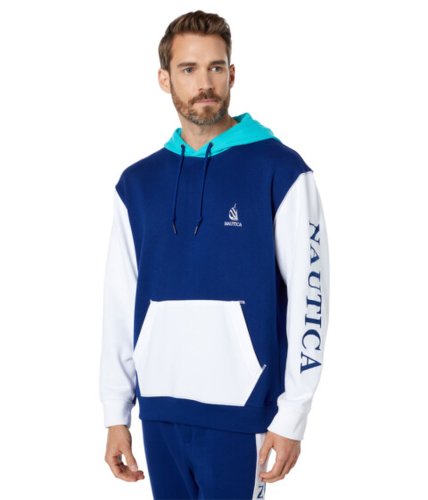 Imbracaminte barbati nautica sustainably crafted reissue color-block logo hoodie blue depths