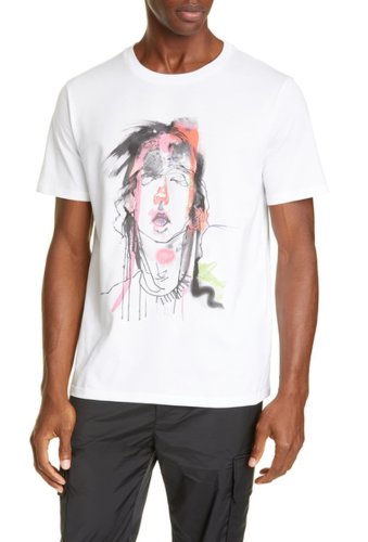 Imbracaminte barbati neil barrett x julie verhoeven abstract face graphic t-shirt 2487 whitepinkred