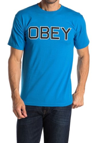 Imbracaminte barbati obey tough logo t-shirt sky azure