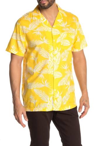 Imbracaminte barbati onia hawaiian print short sleeve trim fit shirt daffodil