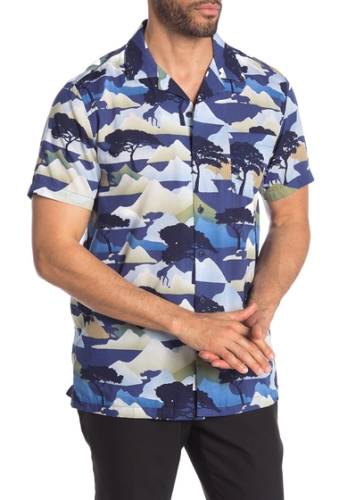 Imbracaminte barbati onia short sleeve vacation hawaiian print shirt deep navy