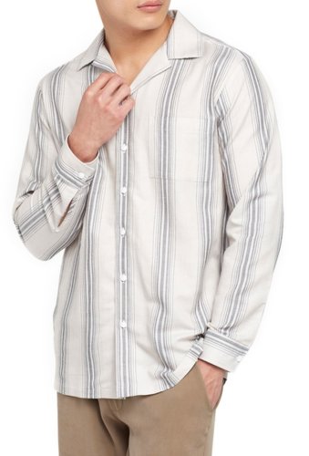 Imbracaminte barbati onia tim stripe print slim fit shirt sea fog