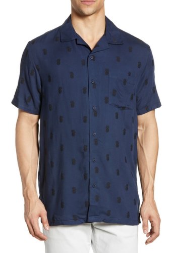 Imbracaminte barbati onia vacation pineapple print short sleeve shirt deep navy