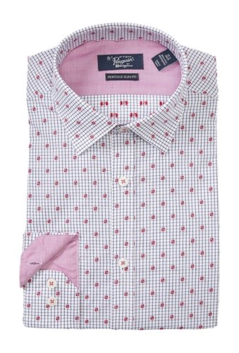 Imbracaminte barbati original penguin dot grid heritage slim fit dress shirt medium purple check