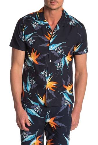 Imbracaminte barbati original penguin short sleeve tropical floral print slim fit shirt dark sapphire