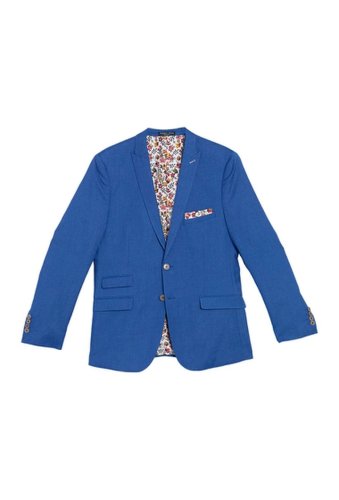 Imbracaminte barbati paisley gray french blue slim fit two button notch collar jacket french blue