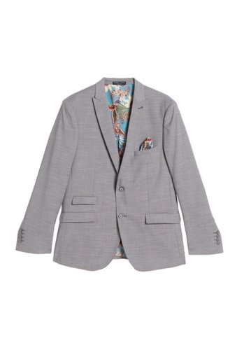 Imbracaminte barbati paisley gray solid slim fit two button notch collar jacket light grey