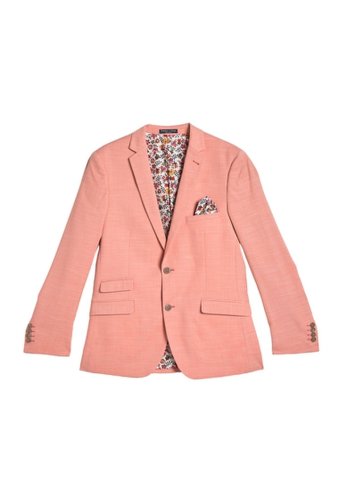Imbracaminte barbati paisley gray solid slim fit two button notch collar jacket peach