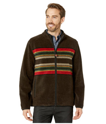 Imbracaminte barbati pendleton camp stripe zip-up fleece jacket brown camp stripe
