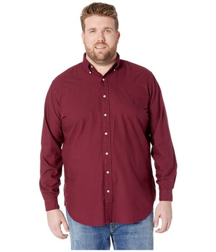 Imbracaminte barbati polo ralph lauren big amp tall solid garment dyed oxford long sleeve classic fit sports shirt classic wine