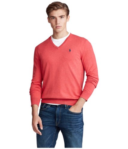 Imbracaminte barbati polo ralph lauren cotton v-neck sweater rosette heather