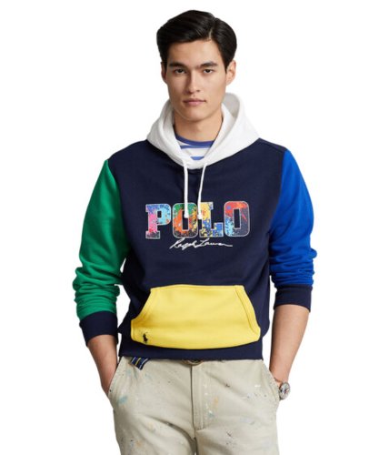 Imbracaminte barbati polo ralph lauren logo color-blocked fleece hoodie cruise navy multi