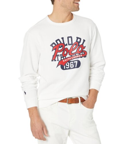 Imbracaminte barbati polo ralph lauren logo crew neck fleece sweatshirt white