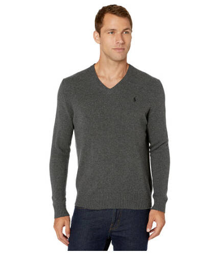 Imbracaminte barbati polo ralph lauren wool cashmere v-neck sweater dark charcoal heather
